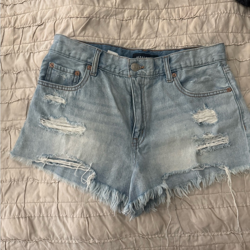 Aeropostale Light Blue Distressed Jean Shorts